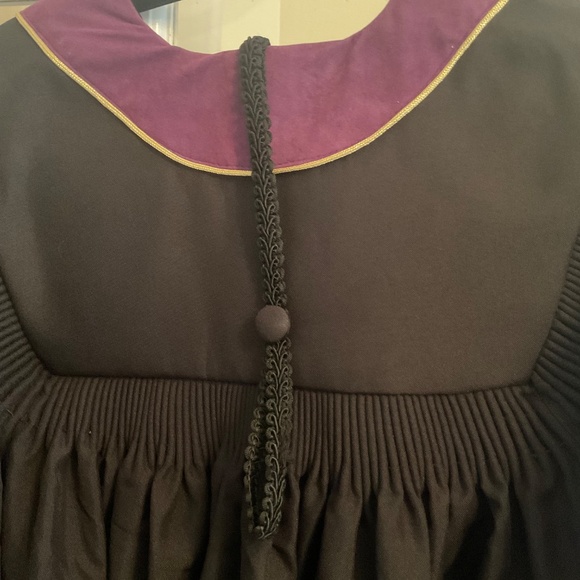 PHD Doctoral Gown graduation, purple black, NWOT, size 51” - Picture 12 of 14